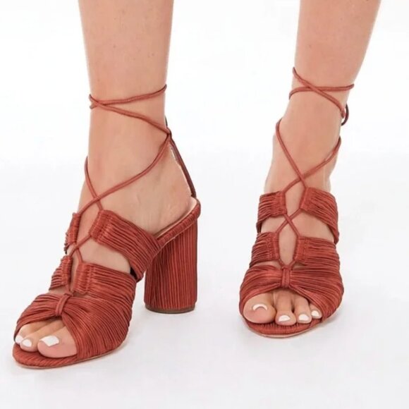 Loeffler Randall Teresa Pleated Lace-Up Sandals size 9.5 Terracotta - Picture 1 of 4